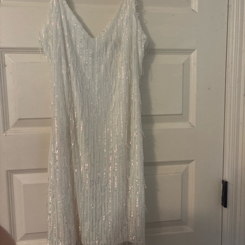 B Darlin White Sequin Mini Dress
